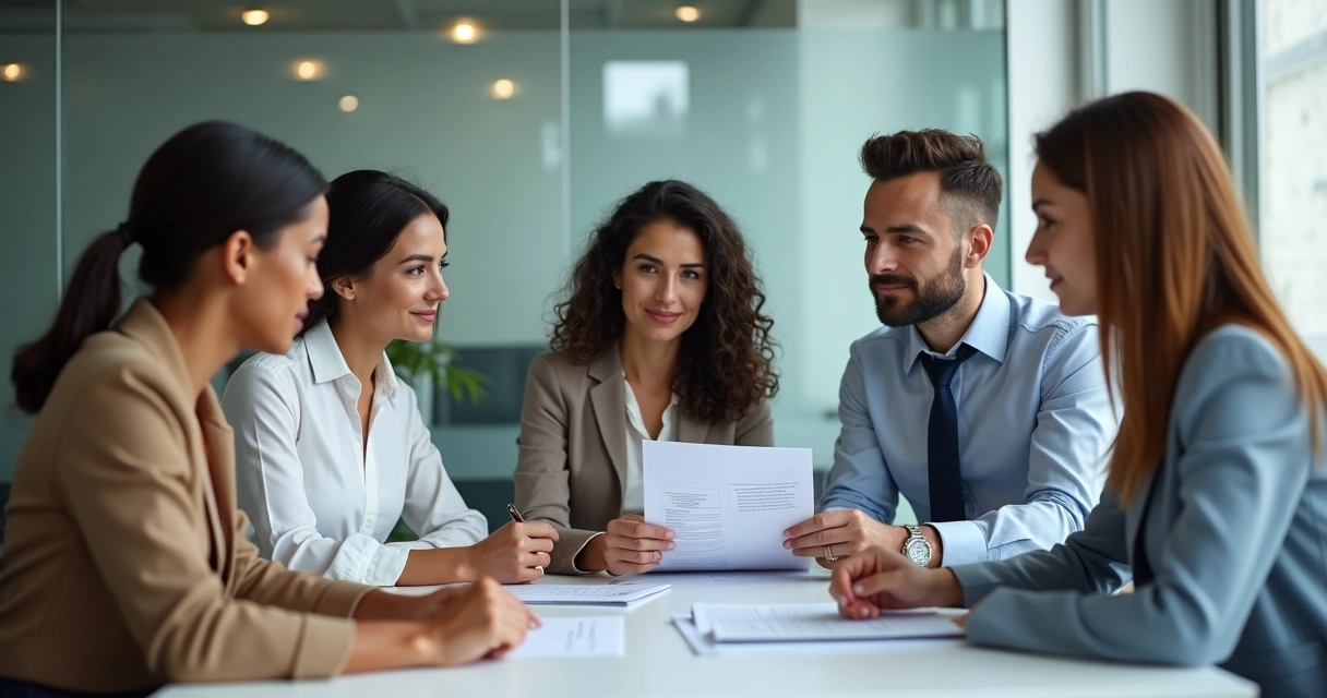 Entrevista de emprego com diversidade de pessoas em uma sala de reunião 
