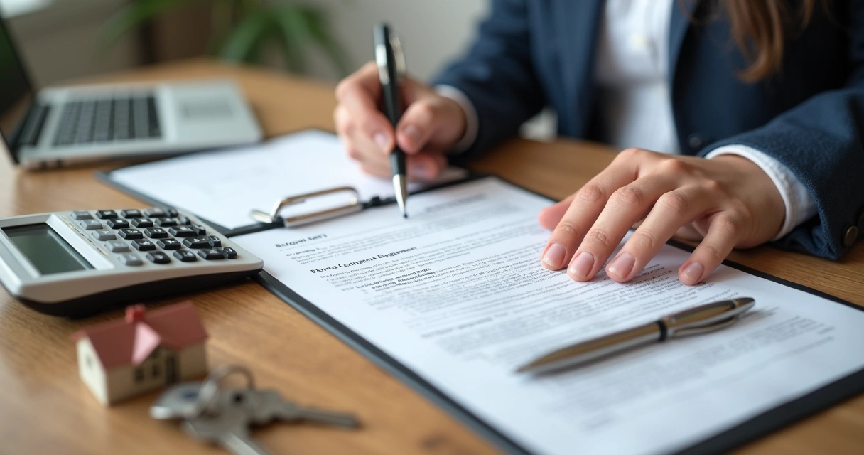 Pessoa assinando contrato de aluguel detalhado
