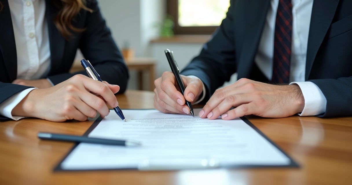 Assinatura de contrato de serviço em mesa 