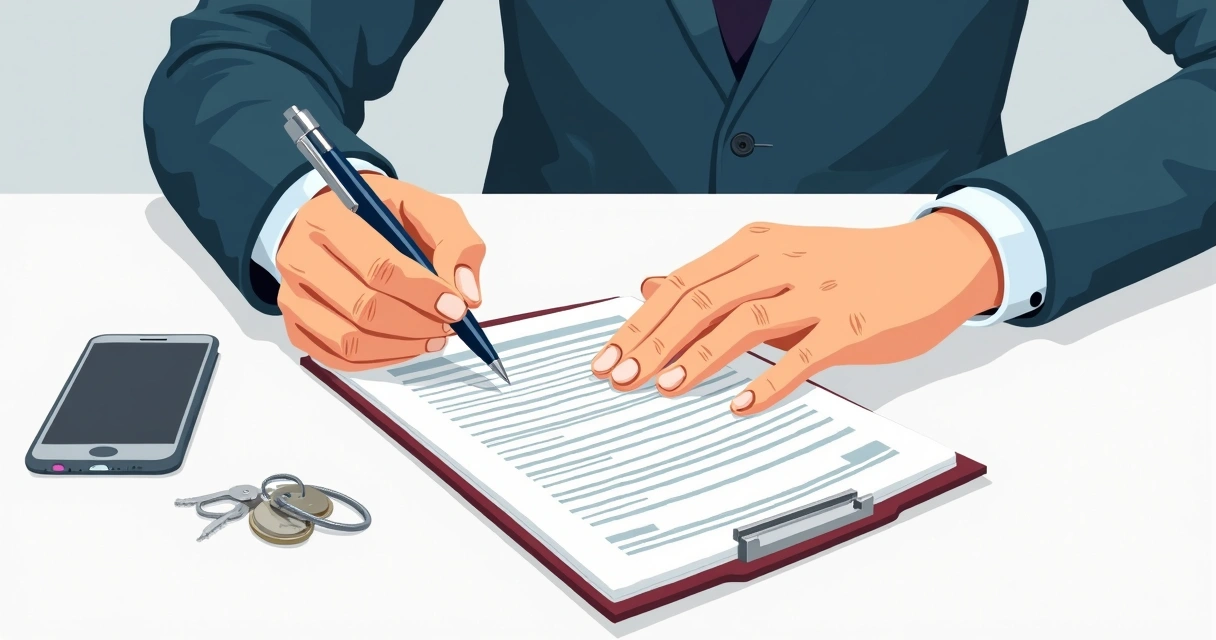 Tenant signing short-term rental contract 