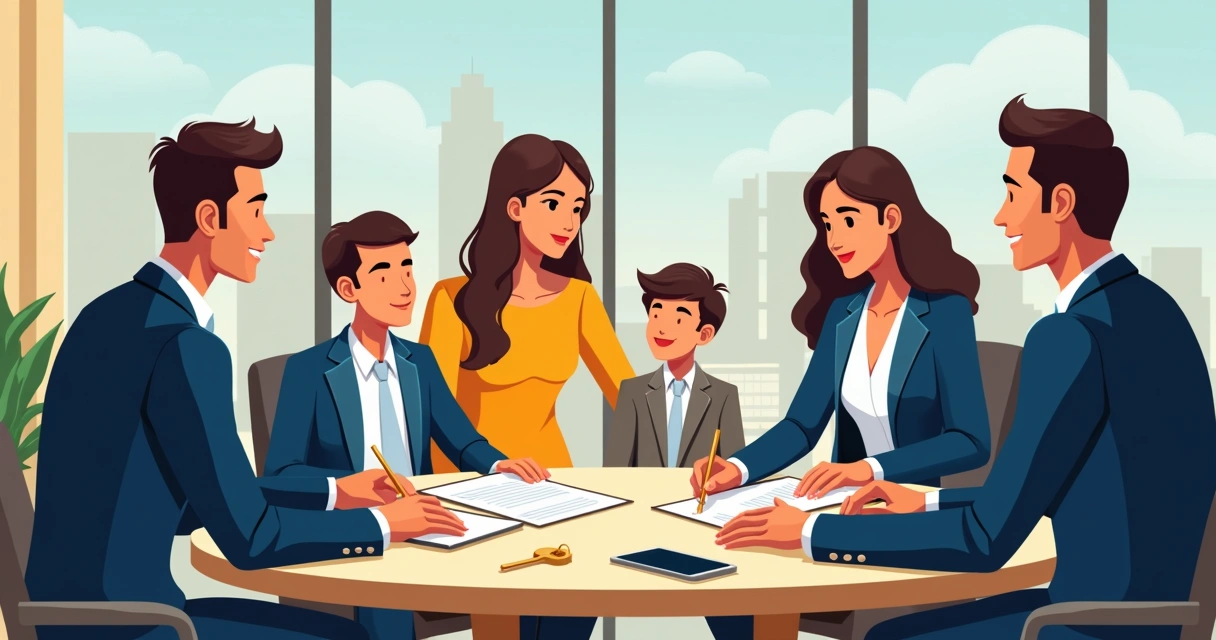 Signing a contract with a luxury broker and client