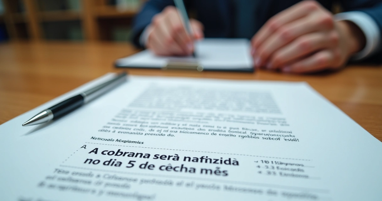 Documento de contrato com destaque para cláusula de cobrança fixa 