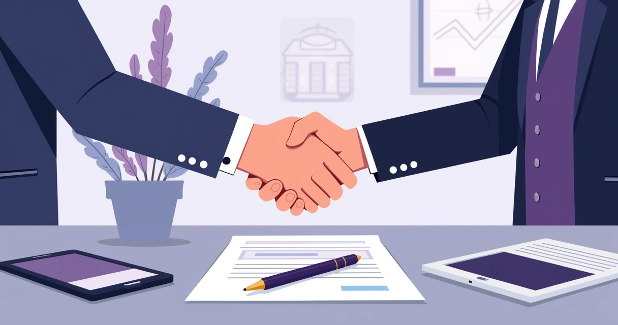 Aperto de mãos após assinatura de contrato de parceria 