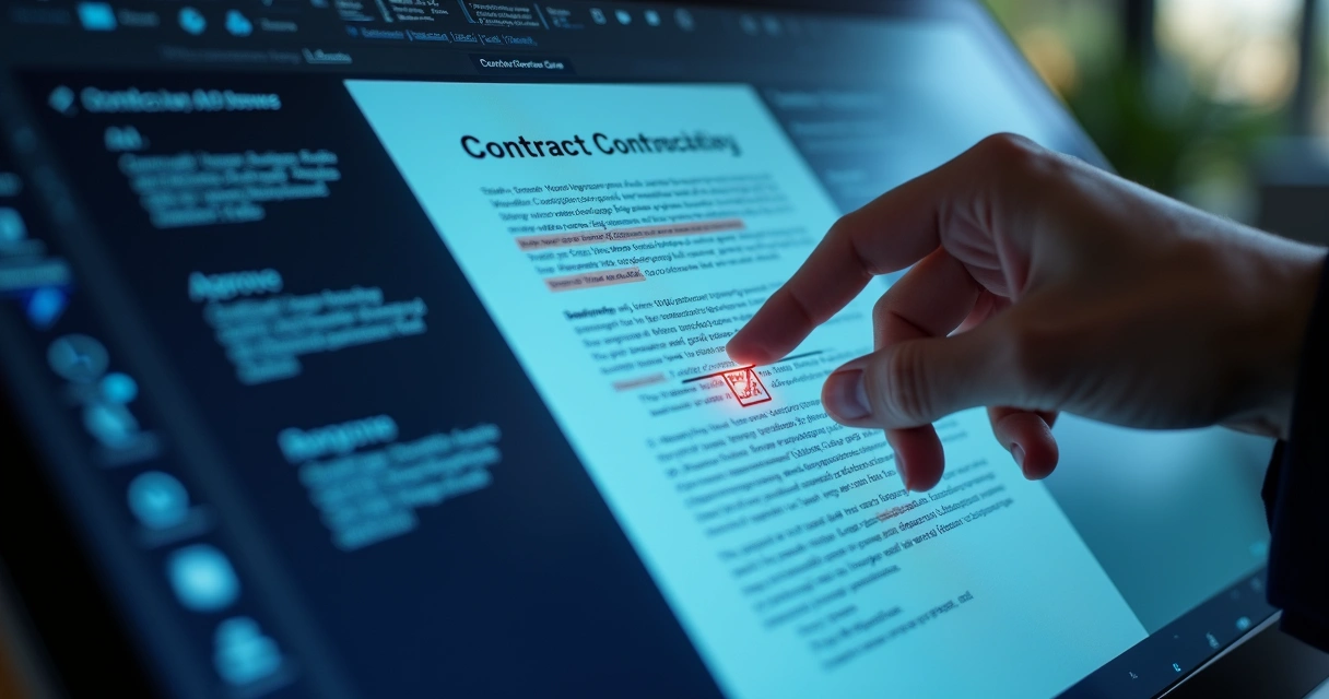 Cláusulas contratuais destacadas em tela digital 