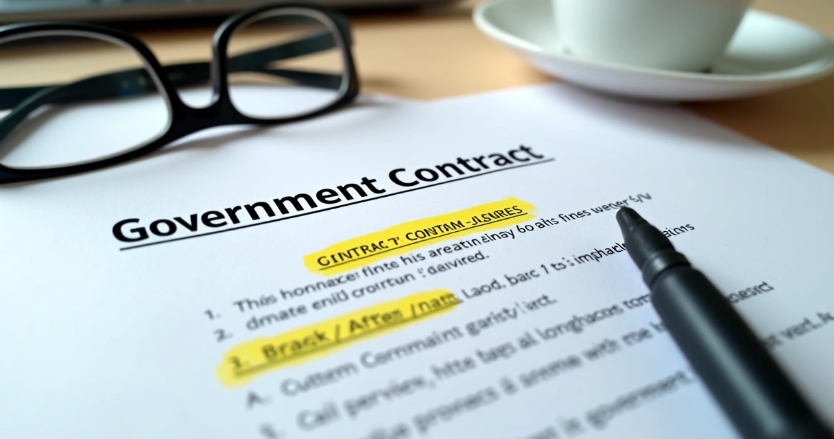 Cláusulas destacadas em um contrato impresso com marca-texto amarelo 