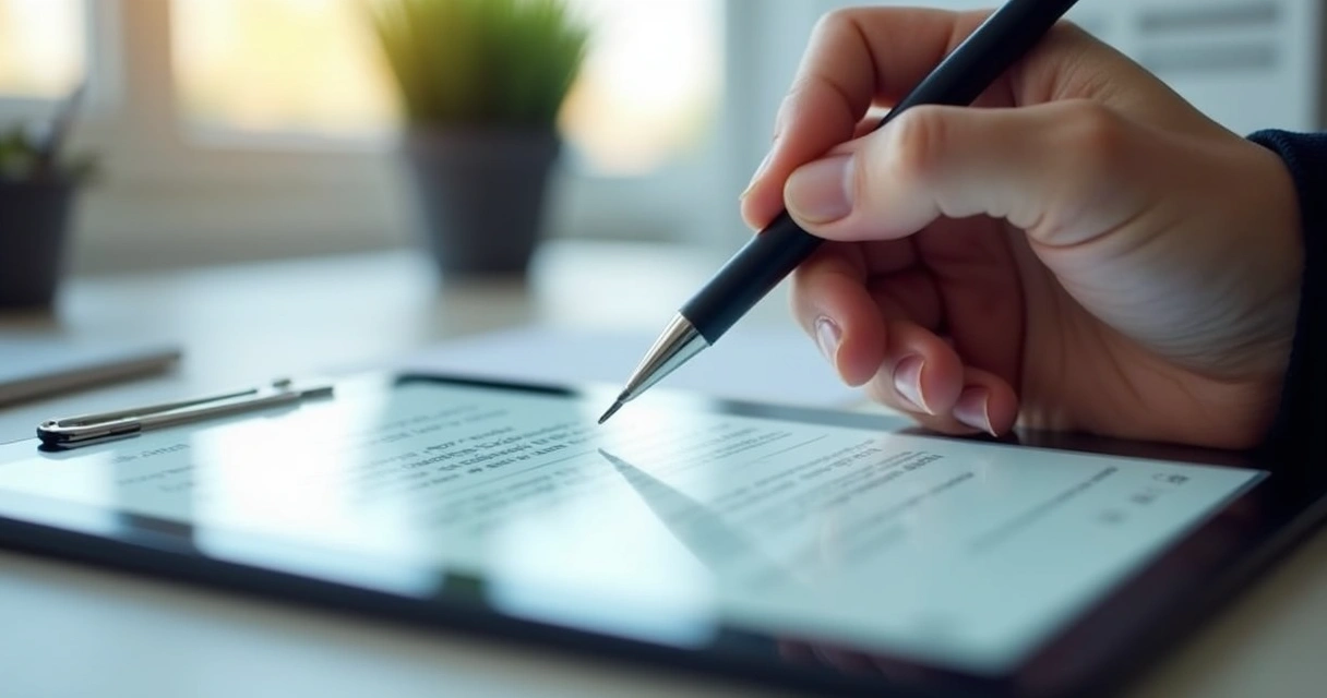 Tela de assinatura eletrônica de contrato de aluguel em tablet 