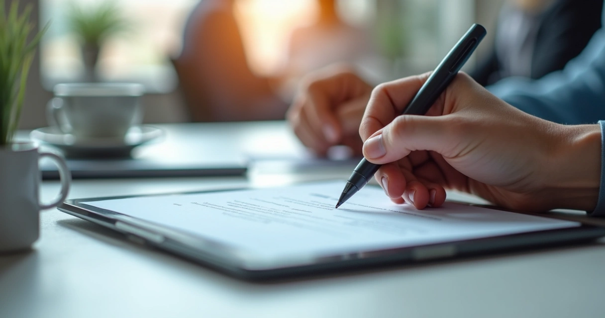 Tela de contrato digital sendo assinada num tablet 