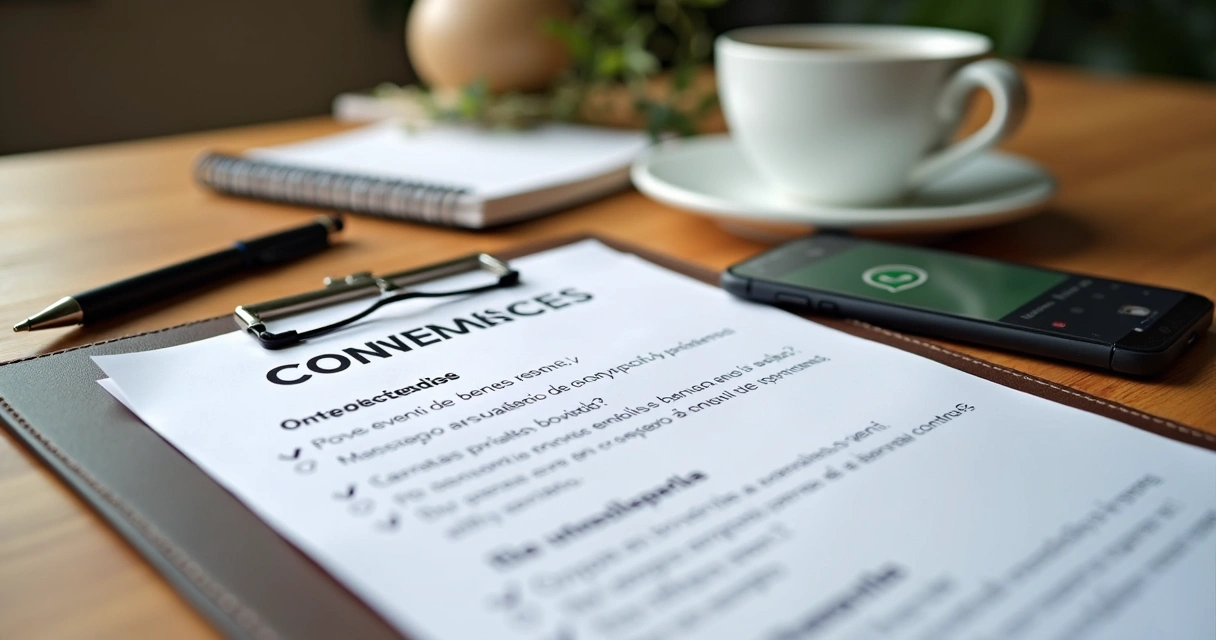 Contrato impresso detalhado com lista de itens de evento 