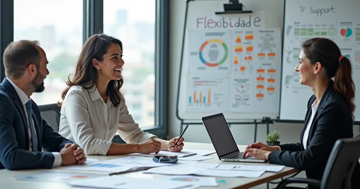 Cliente de contabilidade negociando plano flexível de TI com consultor 