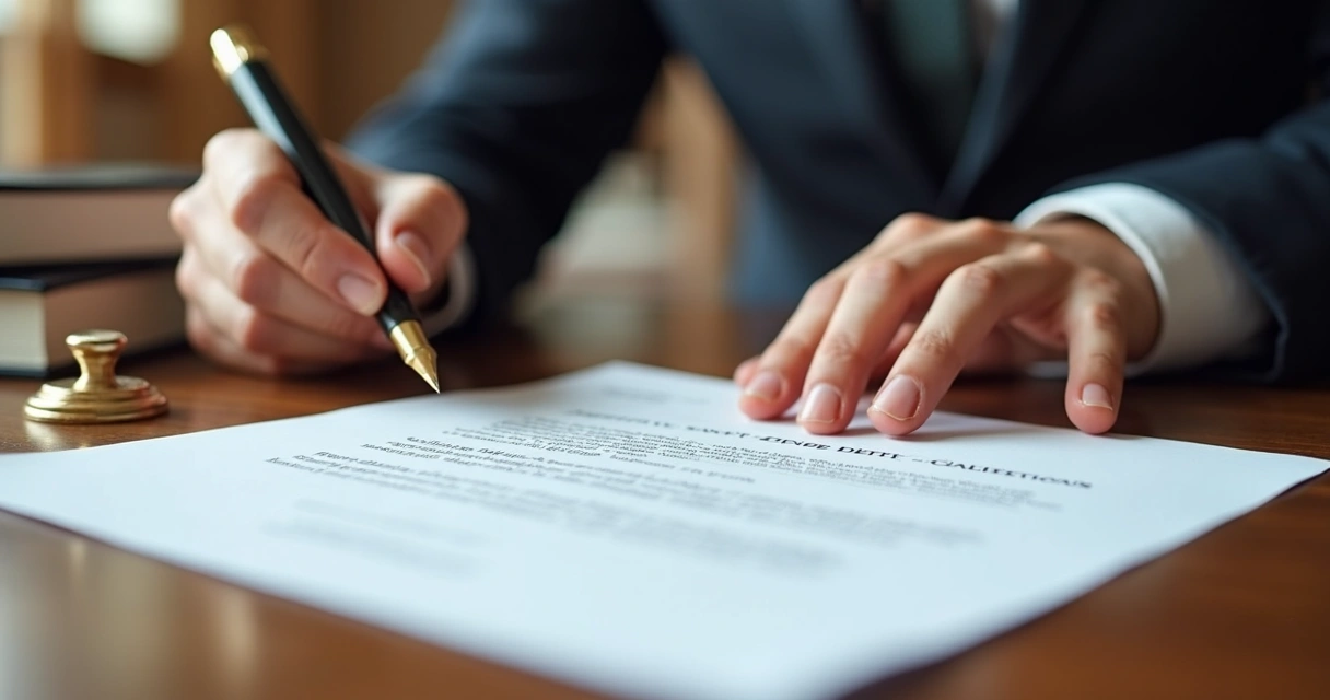 Assinatura de contrato de compra e venda de imóvel com destaque na cláusula sobre dívidas