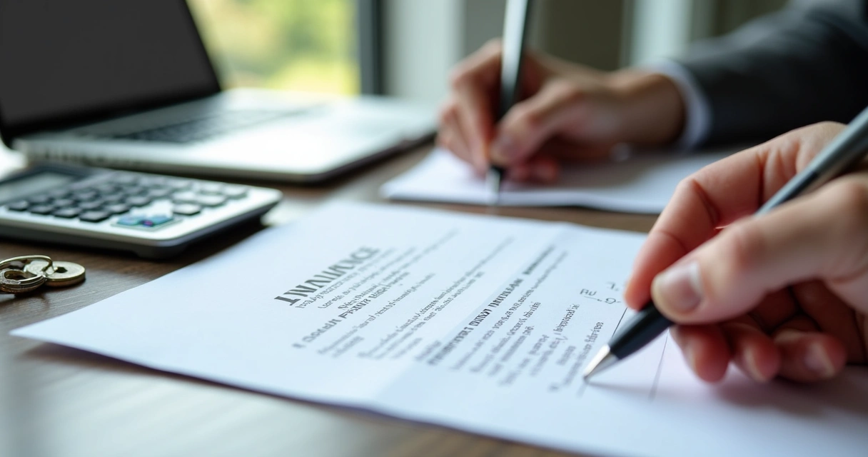 Pessoa assinando contrato de aluguel com documento de IPTU ao lado 