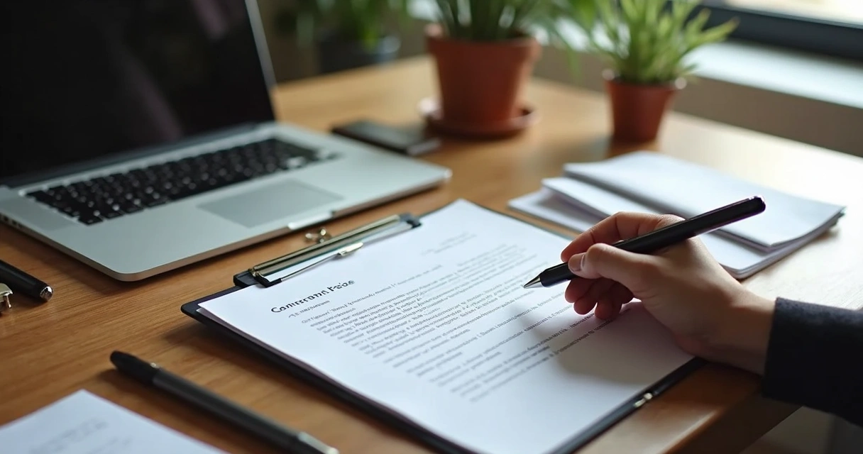 Assinatura eletrônica de contrato digital na tela de um notebook 