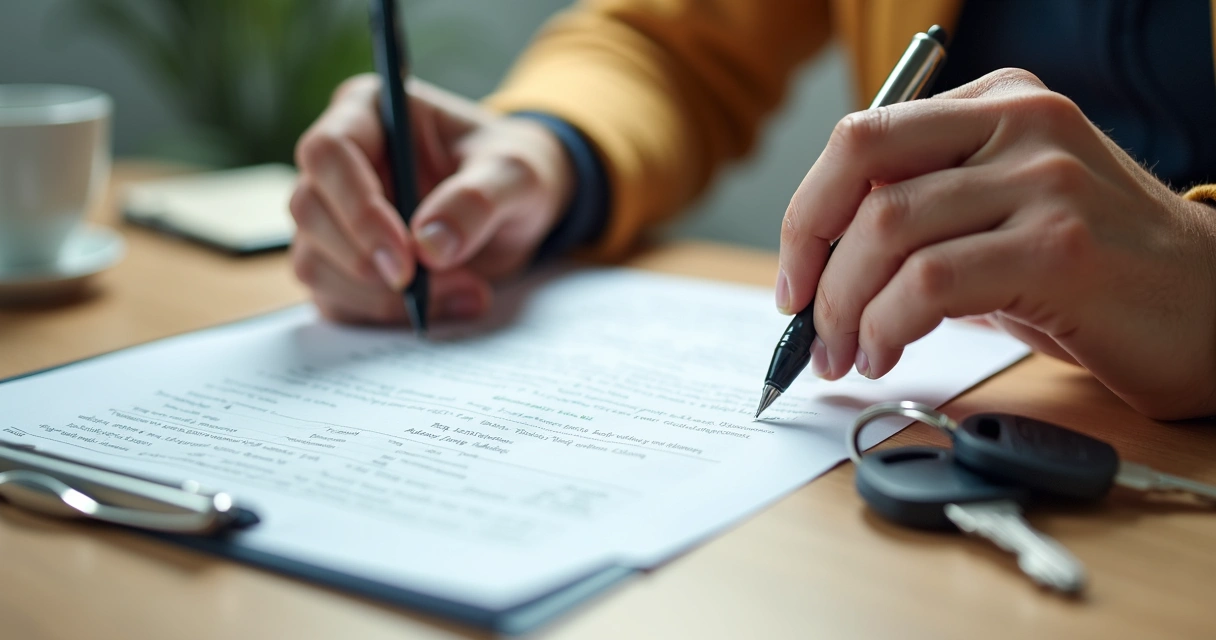 Pessoa analisando contrato de locação de moto 