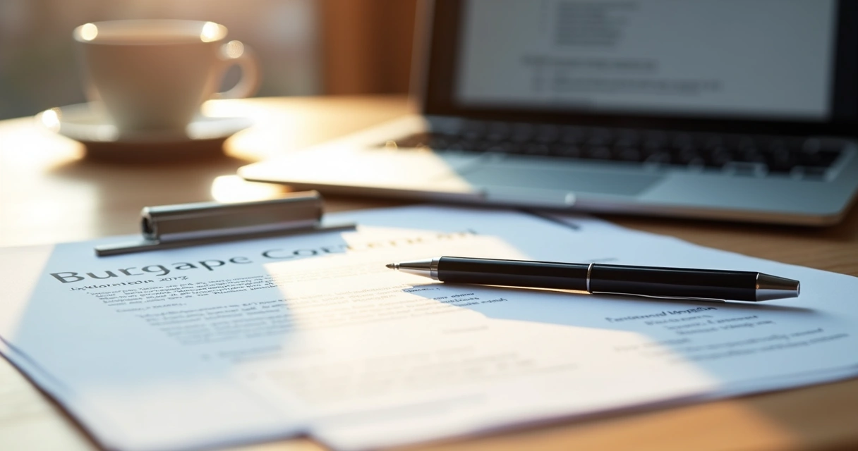 Documentos de contrato de locação sobre mesa com caneta e laptop 