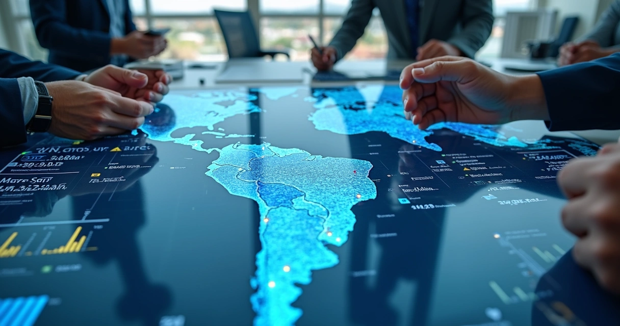 Mapa digital destacando estados do Brasil em contrato de prestação de serviços 