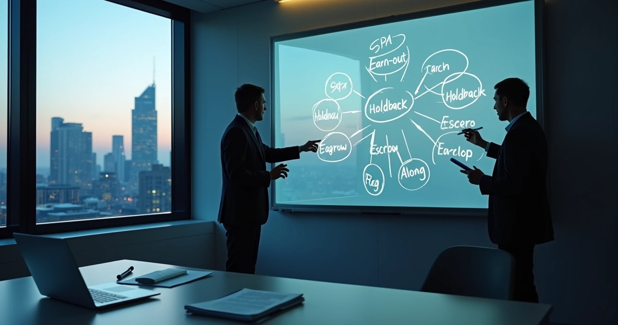Quadro de vidro com termos de contrato destacados em ambiente corporativo moderno 