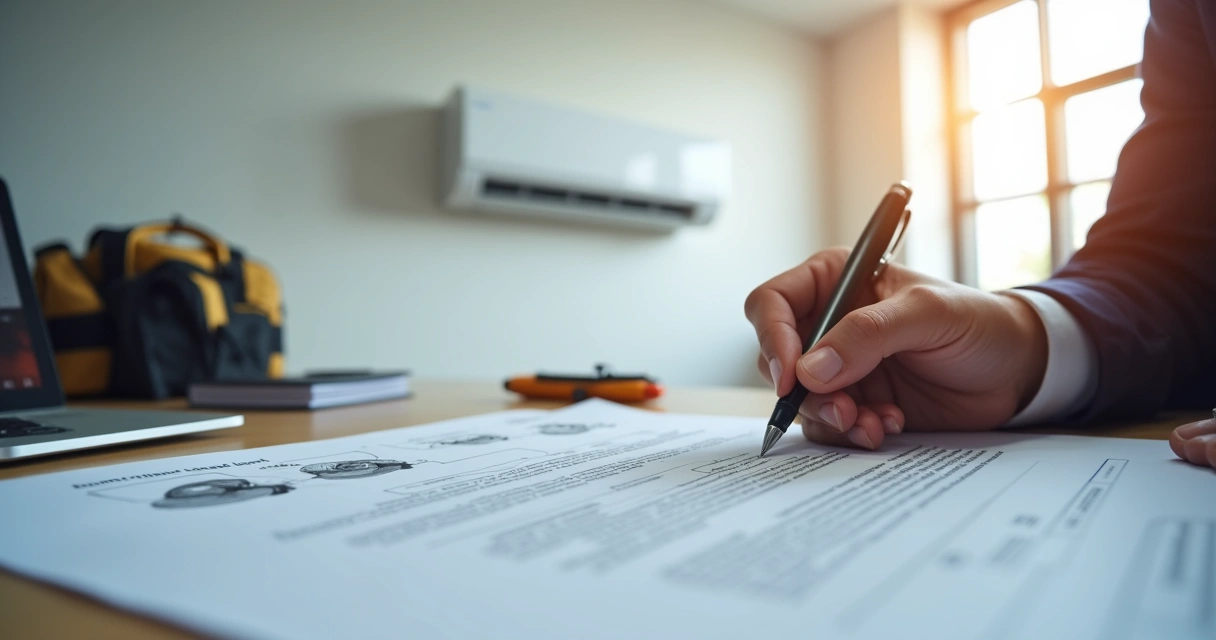 Assinatura de contrato de manutenção de ar-condicionado em escritório 