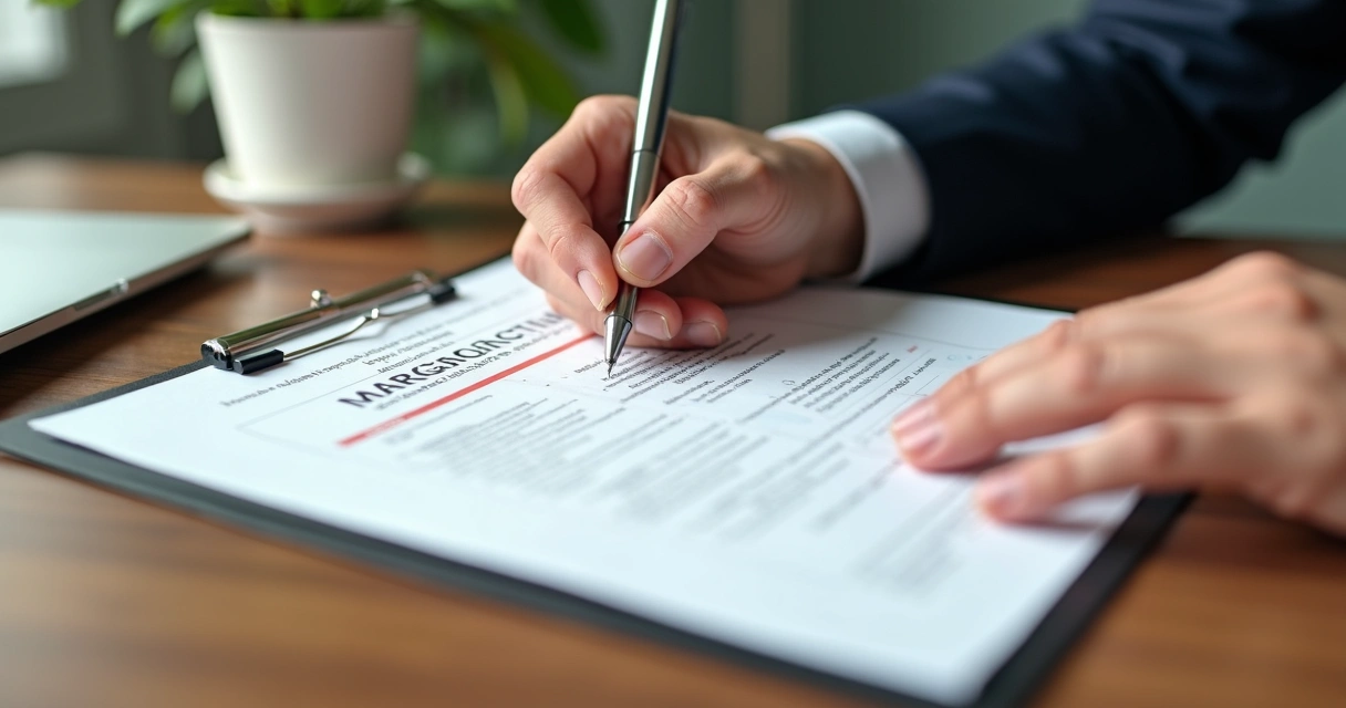 Empresário assinando contrato de marketing digital em mesa 