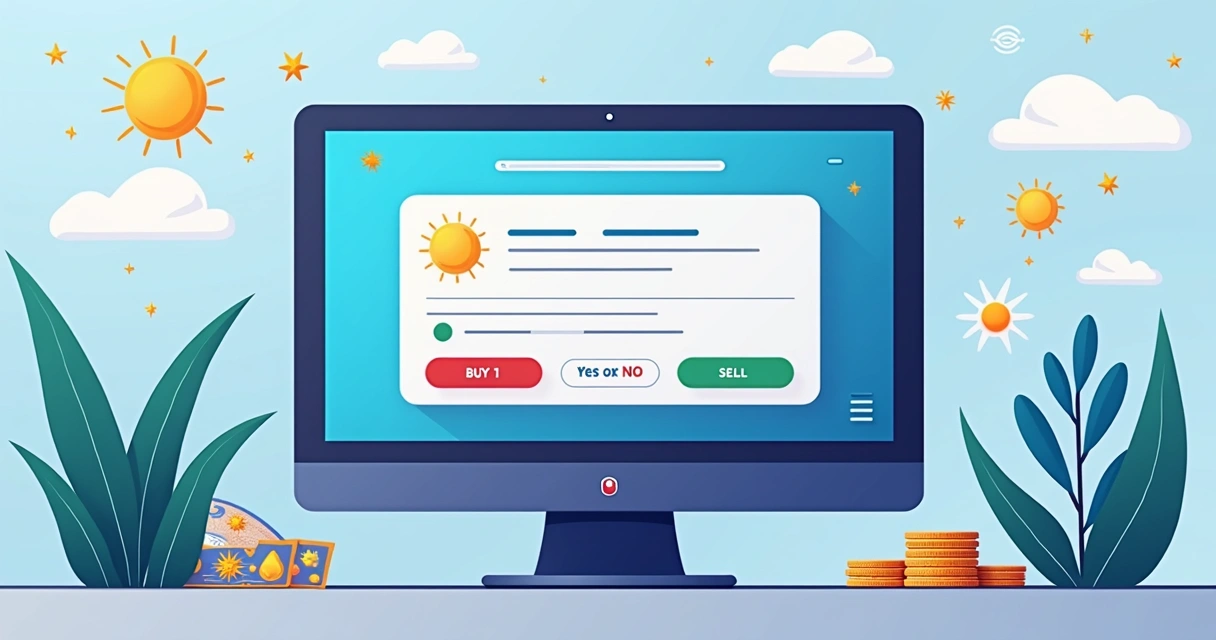 Contratos de previsão sendo negociados em tela de computador, com dinheiro e ícones de tecnologia