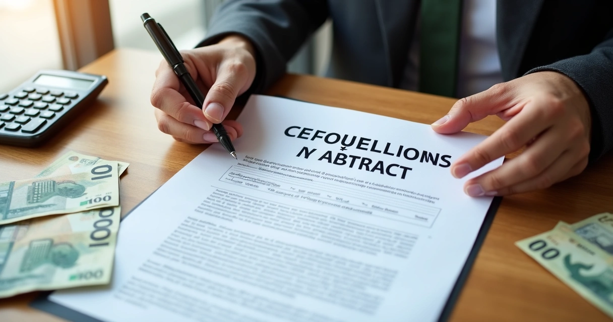 Pessoa olhando contrato de aluguel com calculadora e notas