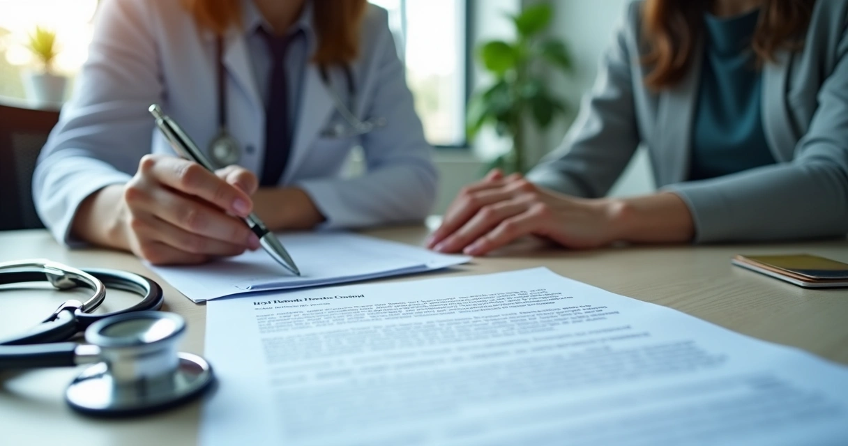 Profissional de RH avaliando contrato de terceirização de saúde 