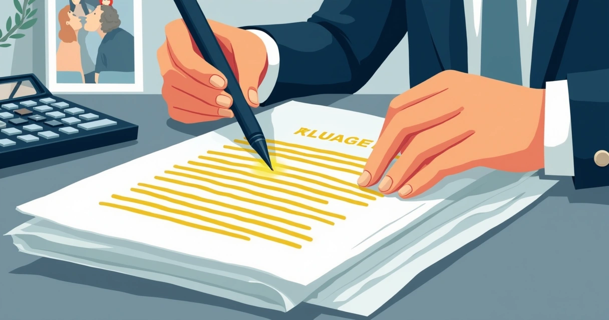 Mão com caneta destacando cláusula em contrato de seguro de vida 