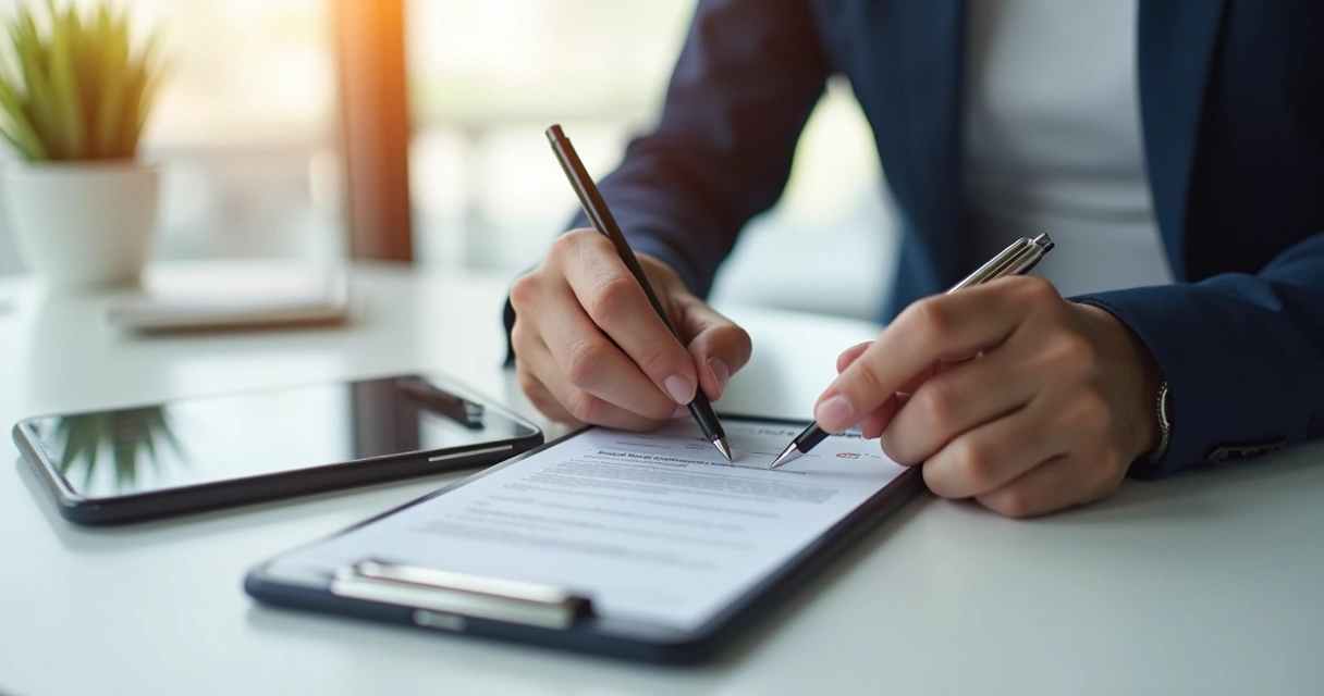 Pessoa assinando contrato de seguro digital pelo celular