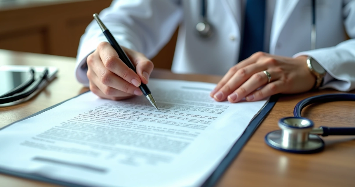 Pessoa assinando contrato de seguro de responsabilidade civil médico 