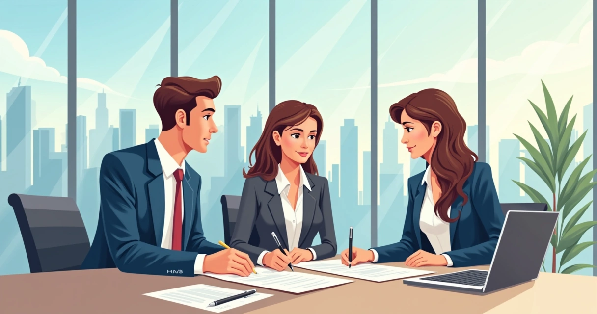 Empresários assinando contrato de seguro de vida para empresa 