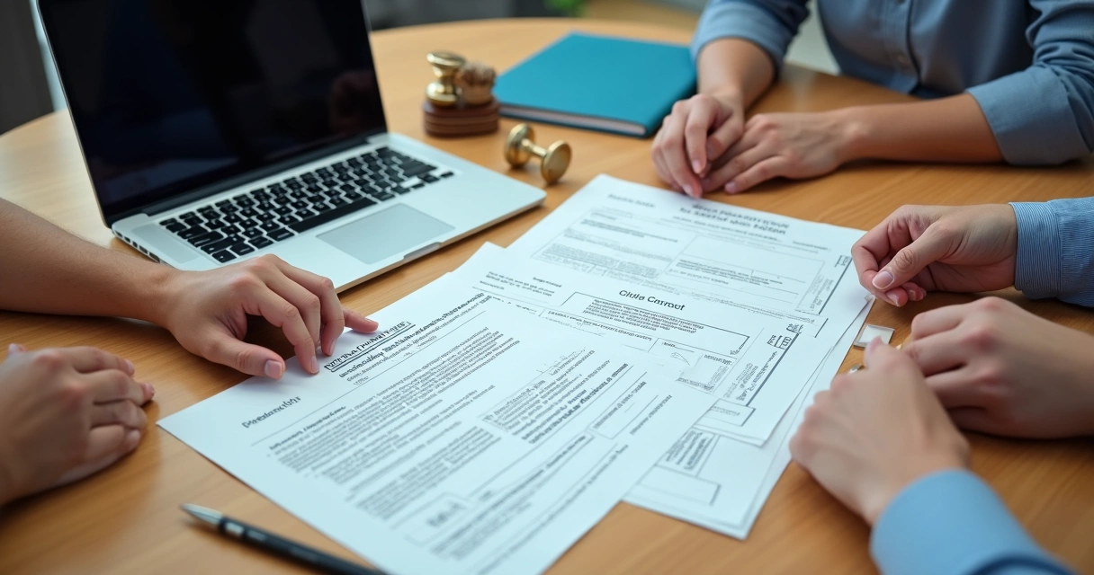 Documentos de contrato social e CNPJ sobre mesa 