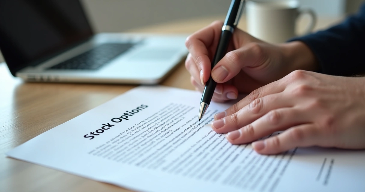 Pessoa assinando contrato de stock options em startup 