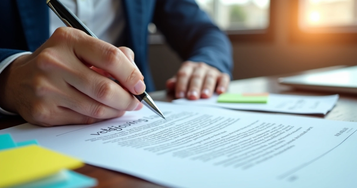 Cláusula de contrato de vesting sendo assinada