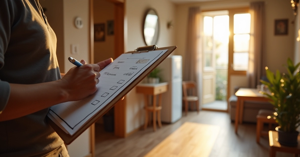 Pessoa realizando vistoria com checklist durante aluguel de temporada 