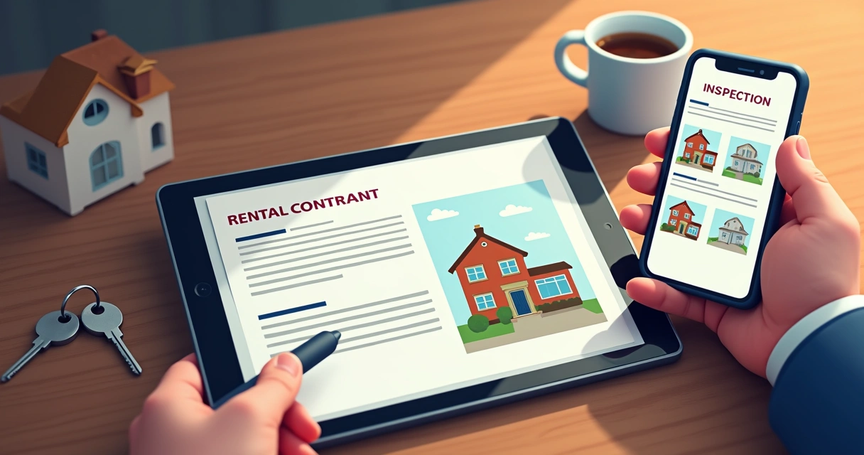 Laudo digital de vistoria e contrato digital lado a lado 