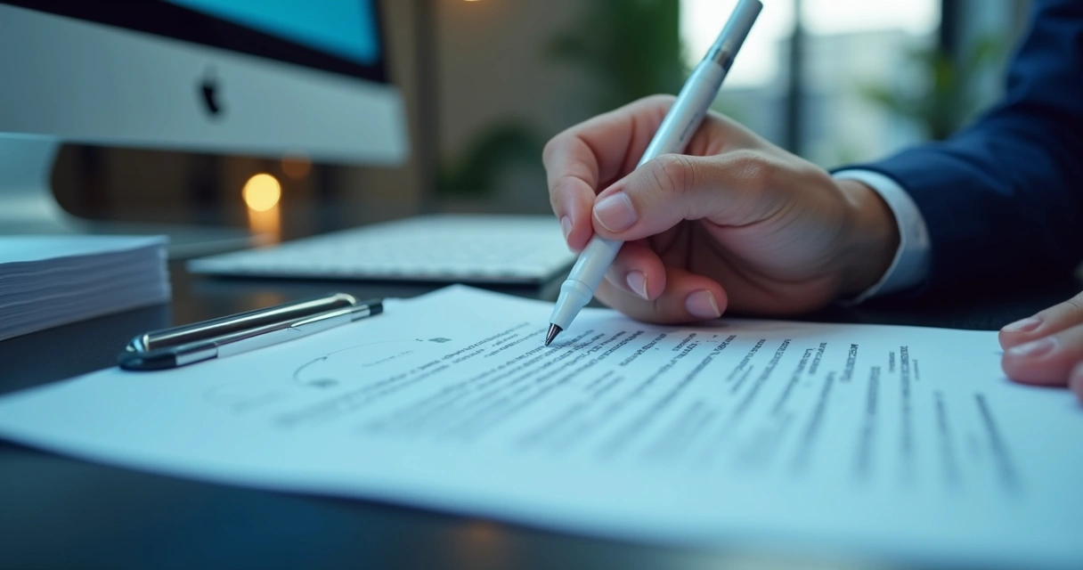 Pessoa analisando contrato digital em tela de computador