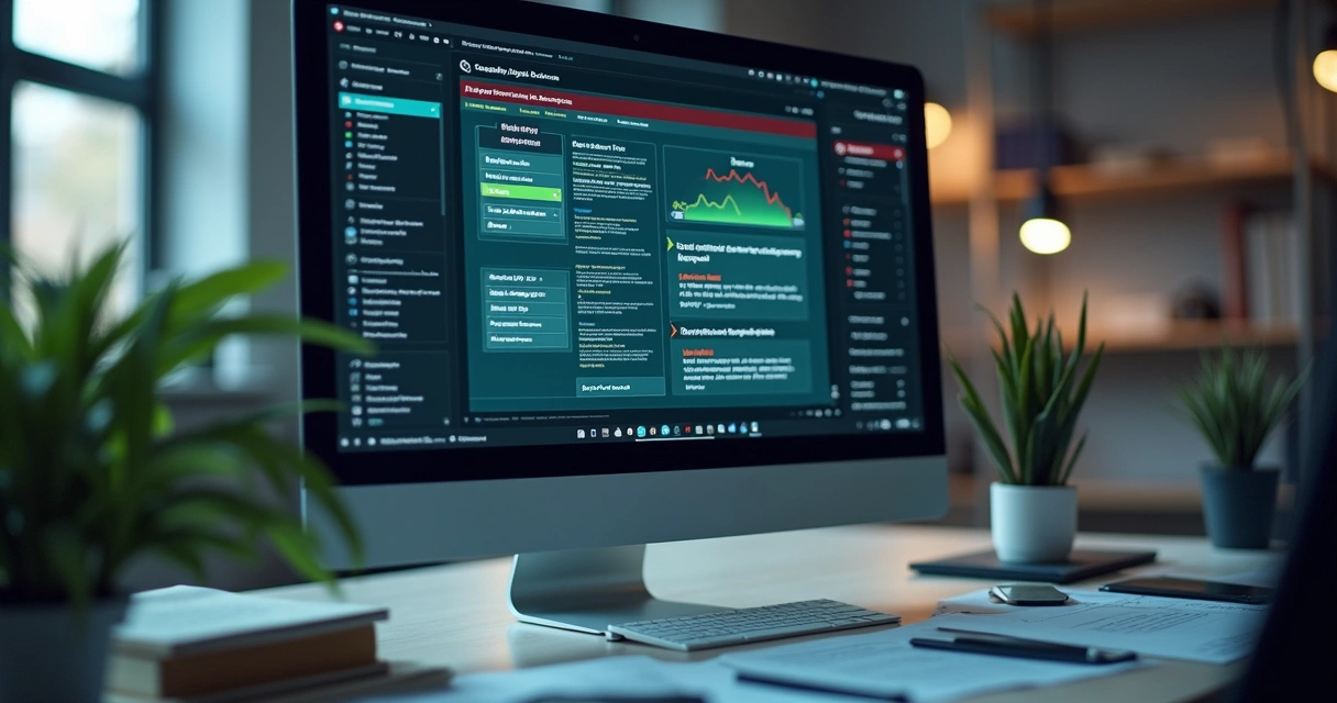 Tela de computador mostrando vários contratos digitalizados organizados 