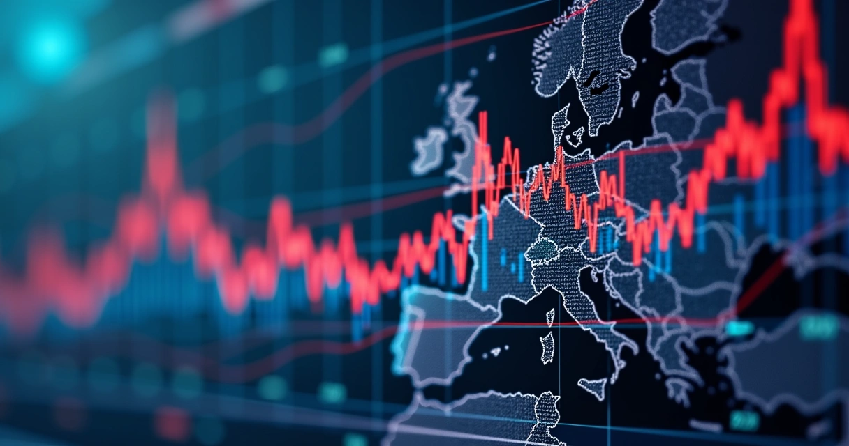 Gráfico colorido de contratos futuros de carbono, estrutura em curva 