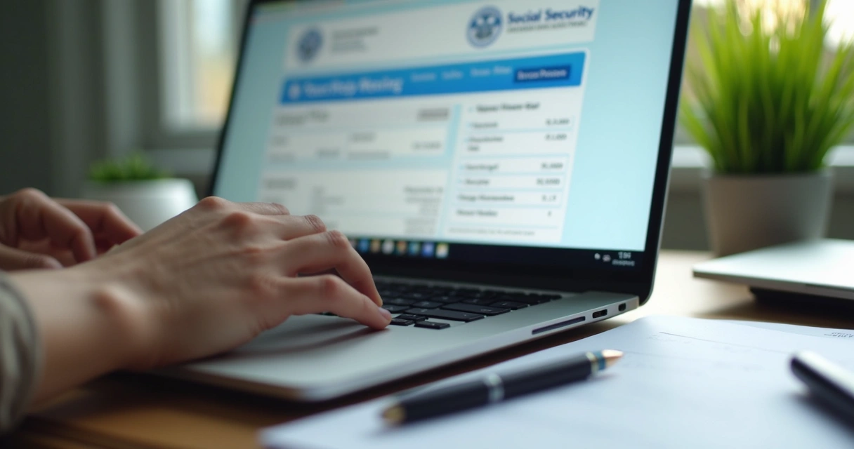 Mãos preenchem formulário de contribuição do INSS no computador