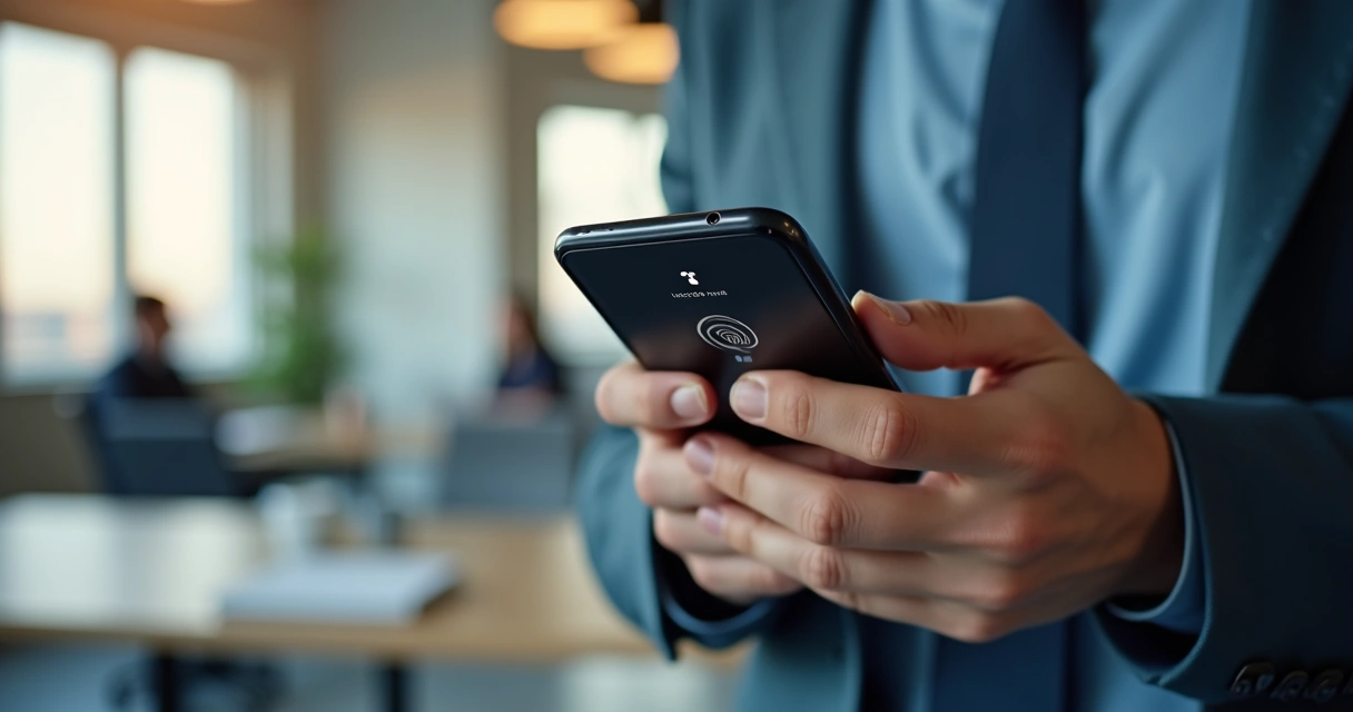 Empleado marca asistencia en aplicación móvil 