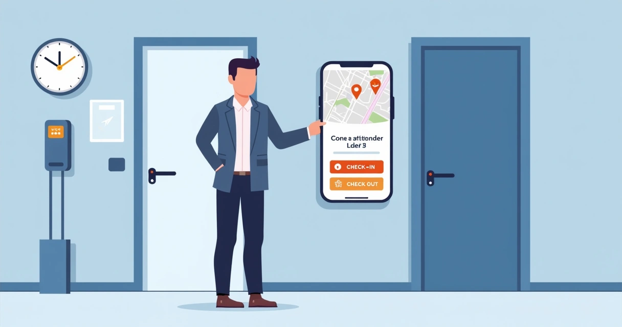 Pantalla de una app de control de asistencia en un smartphone. 