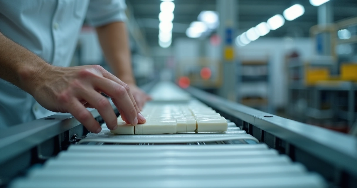 Persona revisando la calidad de productos en una fábrica 