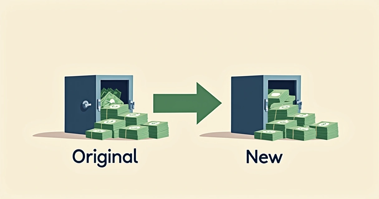 Representação visual de caixa separado para unidade original e nova.
