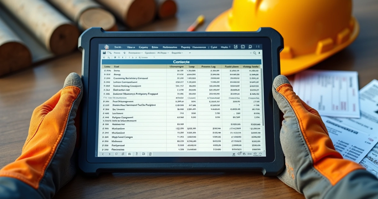 Planilha digital de controle de abastecimento em obra com colunas destacadas
