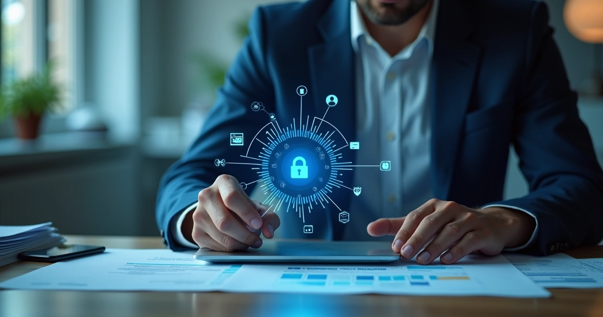 Profissional de contabilidade usando autenticação em dois fatores no computador 