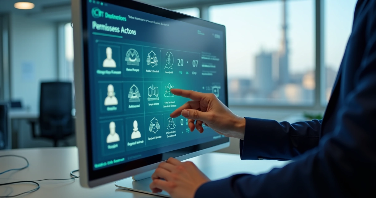 Administrador controlando permissões em software de gestão industrial 