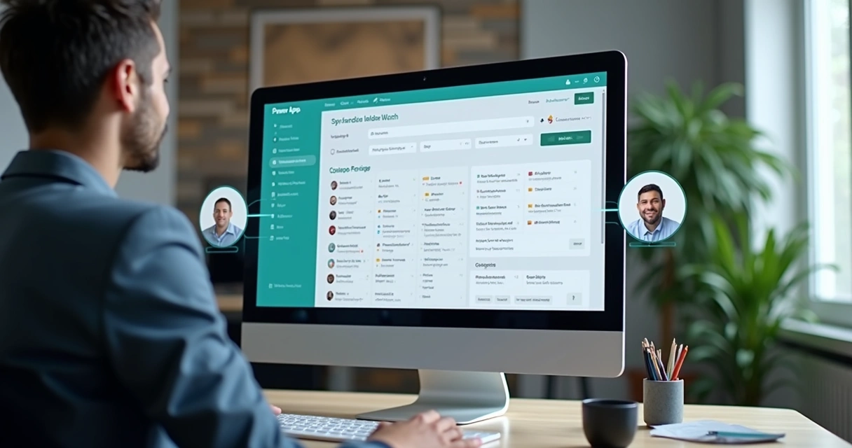 Painel de controle com usuário acessando app 