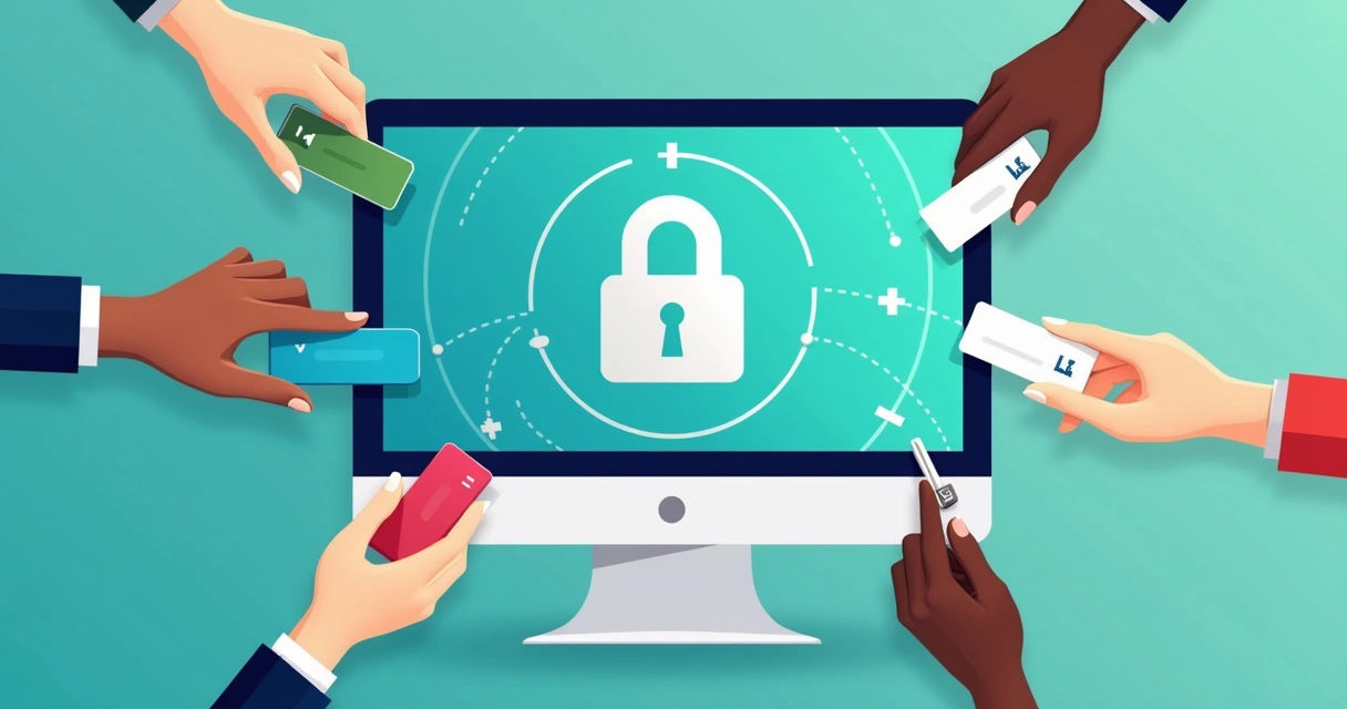 Controle de acesso digital com ícone de cadeado em tela de computador 