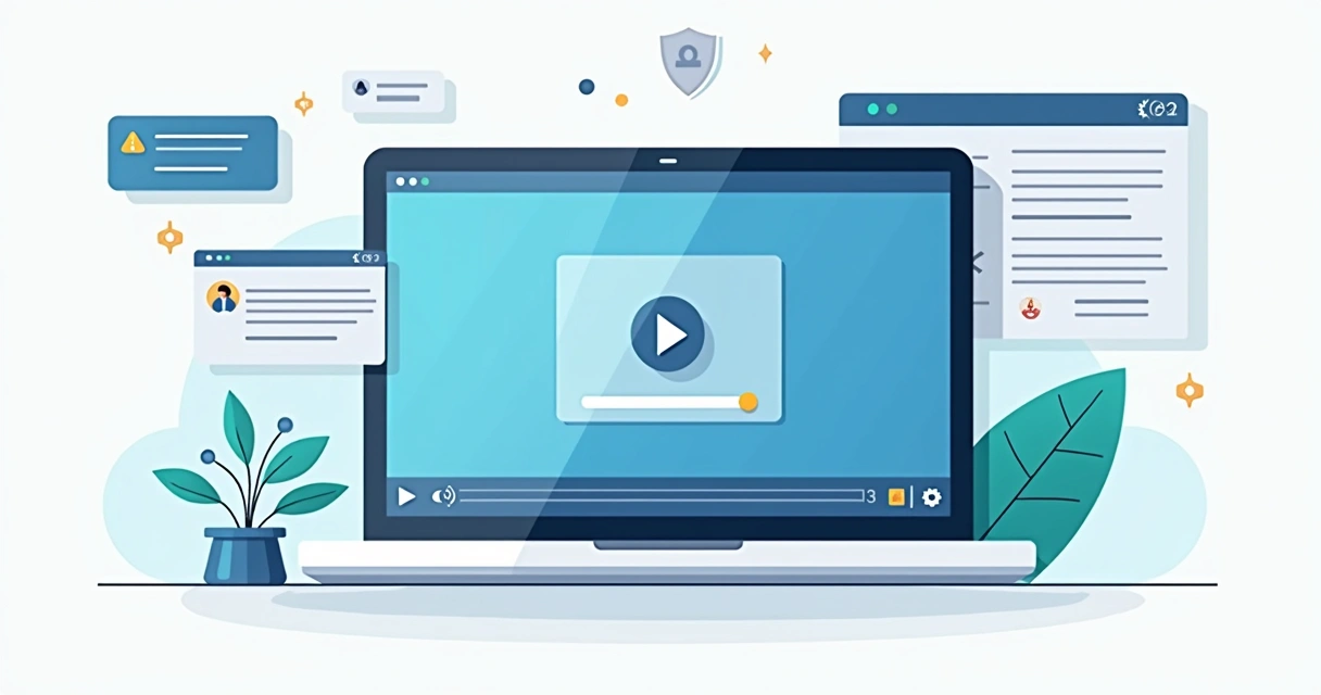 Interface de controle de acesso e marca dágua em aula online 