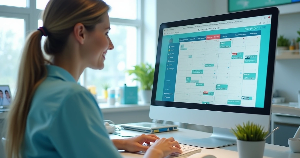 Agenda digital colorida de clínica odontológica 