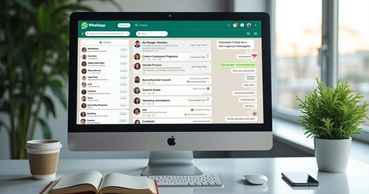 Tela de computador exibindo fila de atendimento no WhatsApp 